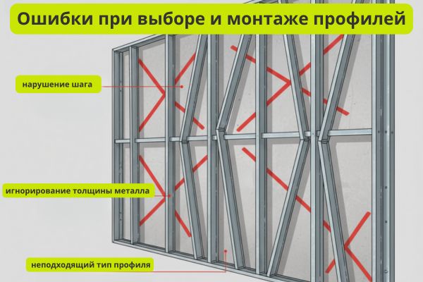 Ошибки при выборе профиля для ГКЛ фото